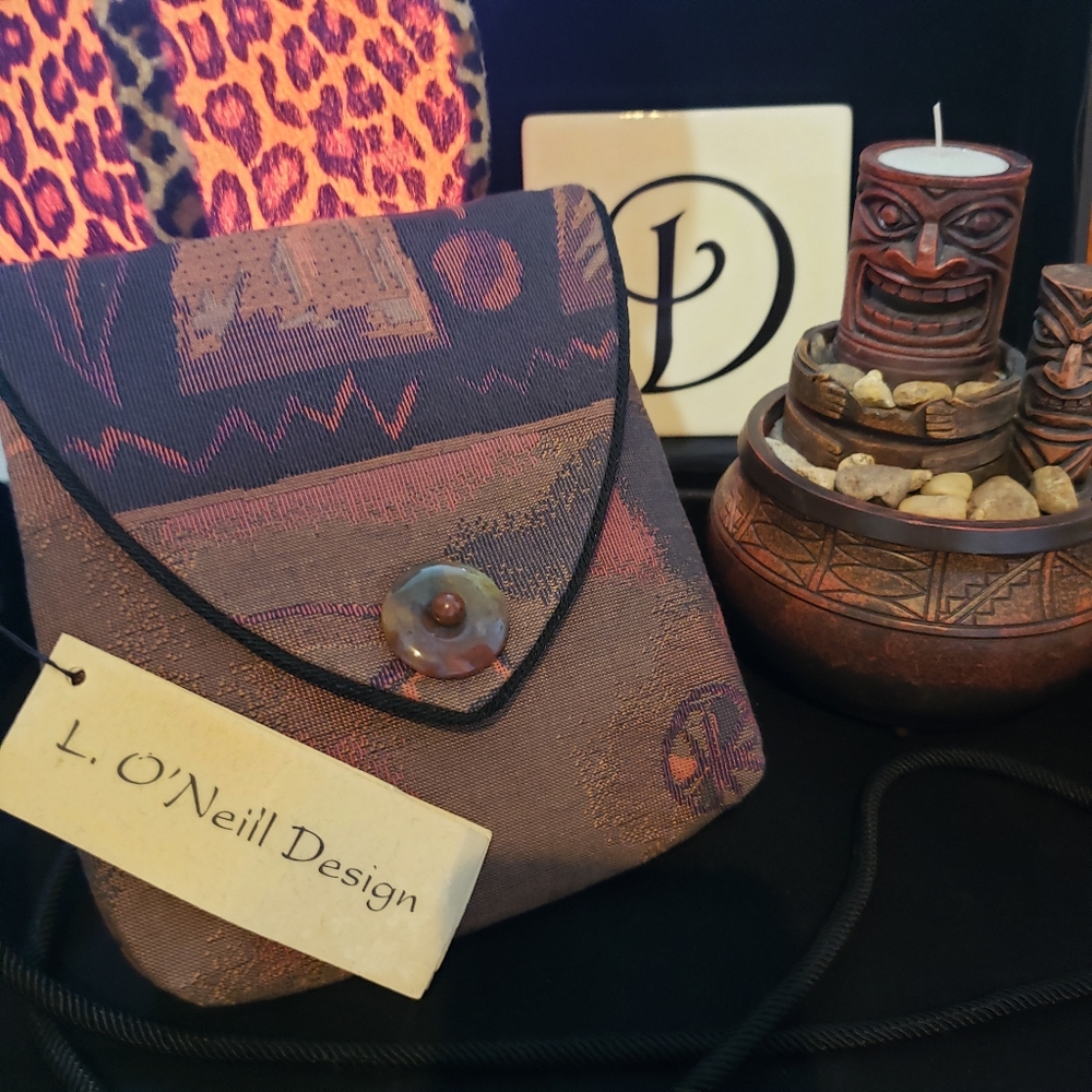Artisan Handmade Jacquard, Semi Precious Stone Closure, Crossbody bag,  NWT
